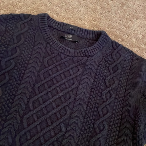 J.Crew Navy Cable Knit Fisherman Sweater (M) - Picture 2 of 4